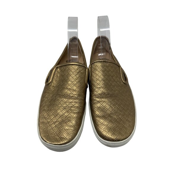 VINCE CAMUTO Cariana Sneaker Bronze Emboss Weave Leather Slip On Women's Size 9M - Picture 6 of 11